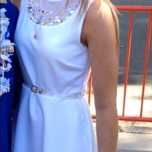 Forever 21 White Beaded Fit & Flare Dress Dress S